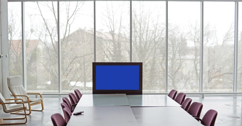 conference table with screen